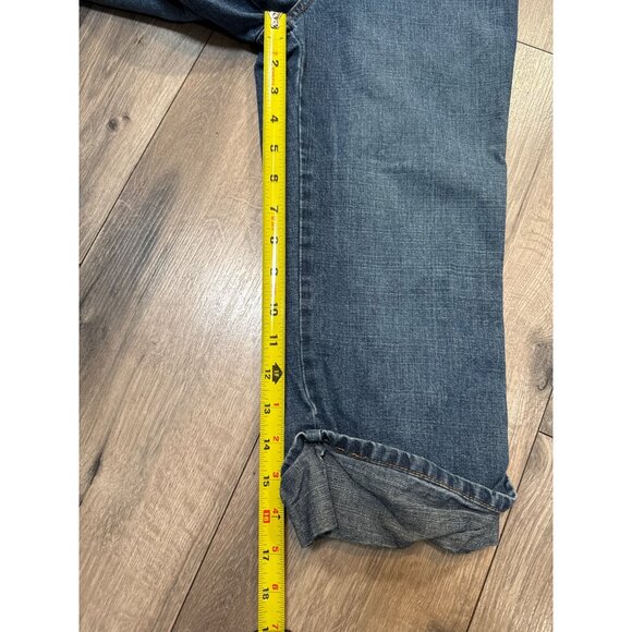 Old Navy Girls Size 12 Rolled Cuff Cropped Capri Blue Jeans Floral Embroidery Po - Picture 8 of 8